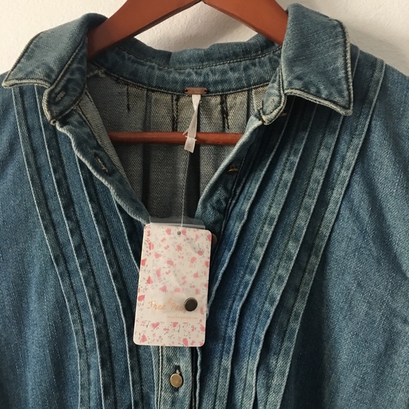 Free People Denim Pullover Sz Xs - Picture 5 of 5
